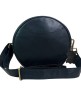 Madosh Stylish Round Crossbody Bag for Women – Small Circular Genuine Leather Purse with Adjustable Strap Black Side Shoulder Fashion Handbag